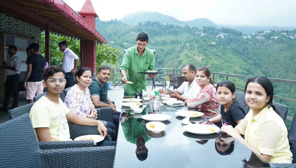 A family using the terrace