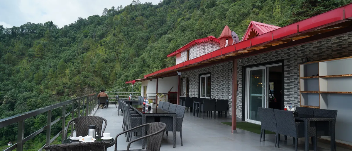 The open terrace in the evening, Hotel Cloud Inn, Ramgarh, Nainital (1 of 2)