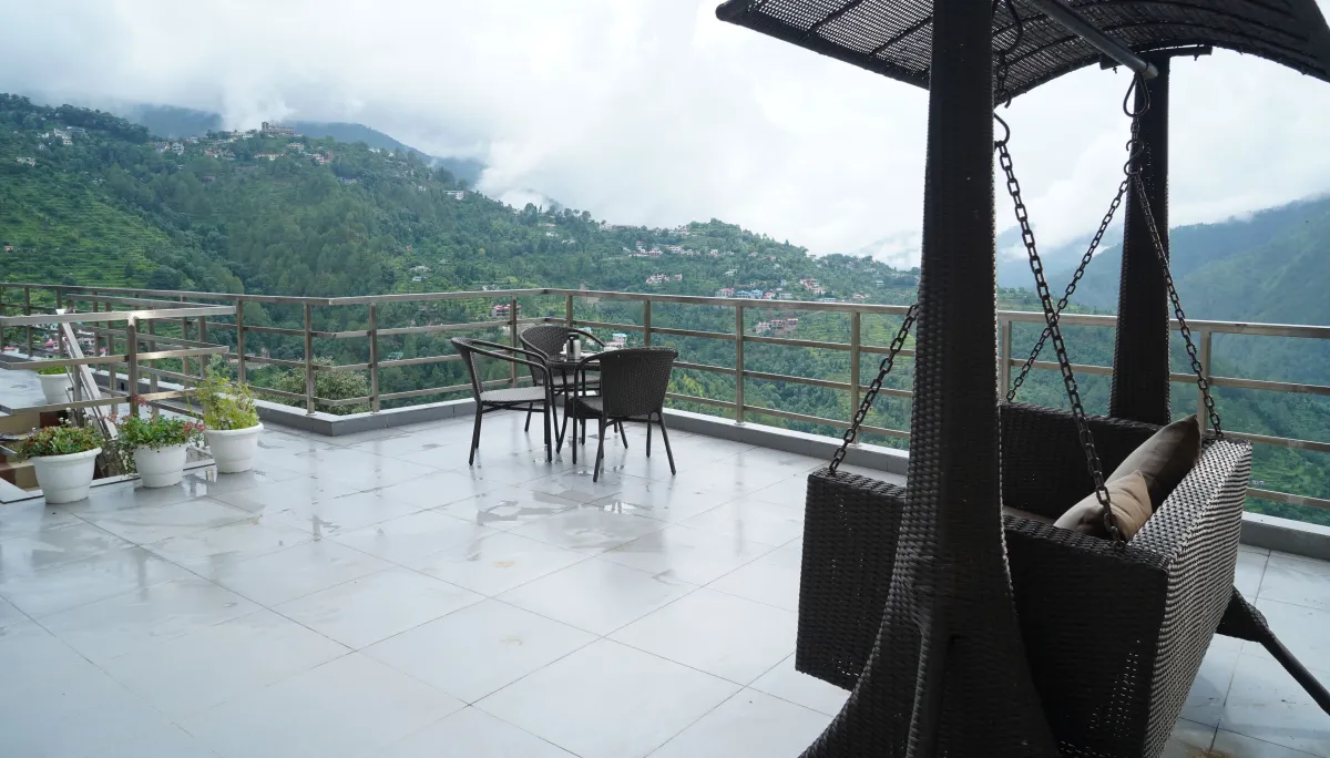 The private balcony of a Valley View room