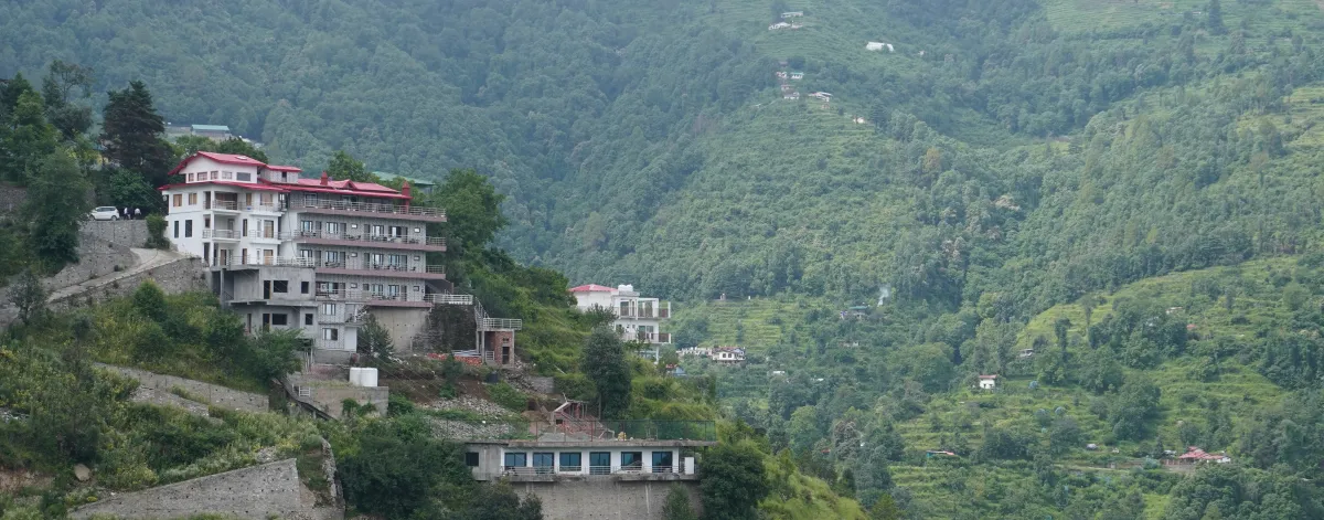 The valley seen from a guest balcony, Hotel Cloud Inn, Ramgarh, Nainital