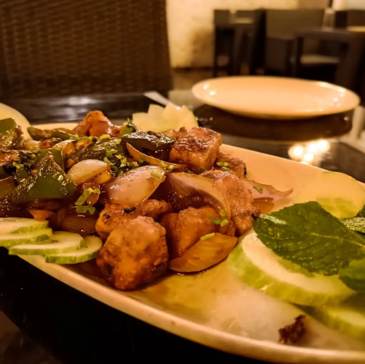 Plated vegetarian food from this kitchen, Hotel Cloud Inn, Ramgarh, Nainital